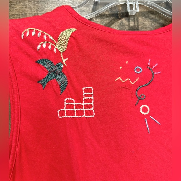 NWT Johnny Was Red Sleeveless Embroidered Dress Sz L - Picture 10 of 14